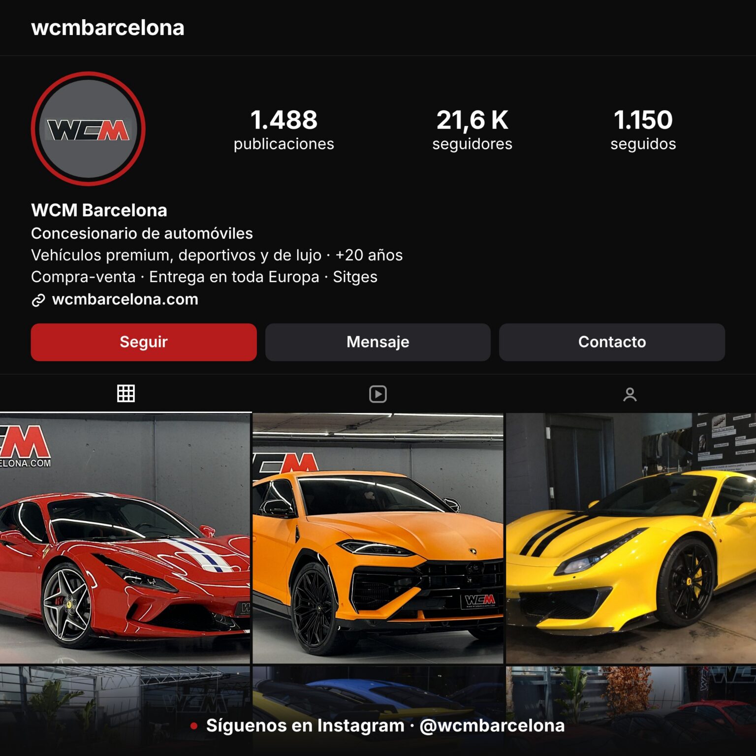 Perfil Instagram WCM Barcelona